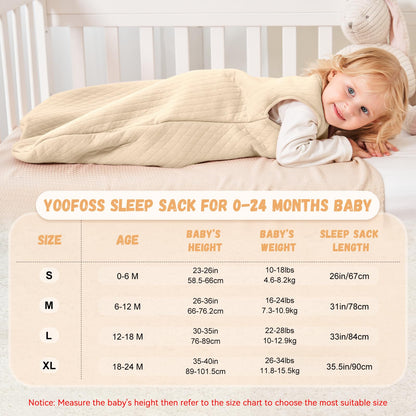 Yoofoss Winterschlafsack Baby 2.5 Tog 67cm 0-6 Monate Baumwolle warm Khaki