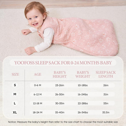 Yoofoss Babyschlafsack Winter 2.5 Tog 67cm 0-6 Monate Baumwolle rosa Blumenmuster