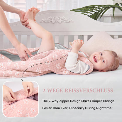 Yoofoss Babyschlafsack Winter 2.5 Tog 67cm 0-6 Monate Baumwolle rosa Blumenmuster