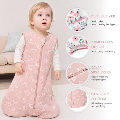 Yoofoss Babyschlafsack Winter 2.5 Tog 67cm 0-6 Monate Baumwolle rosa Blumenmuster