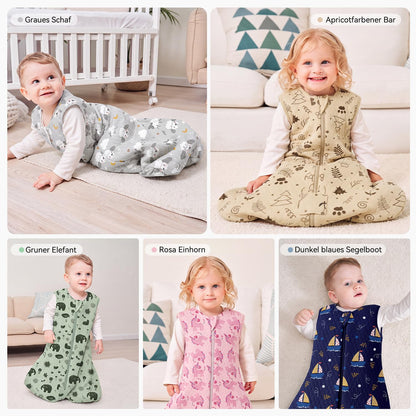 Yoofoss Winterschlafsack Baby 2.5 Tog 67cm 0-6 Monate Baumwolle Einhornrosa warm atmungsaktiv