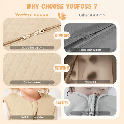 Yoofoss Winterschlafsack Baby 2.5 Tog 67cm 0-6 Monate Baumwolle warm Khaki
