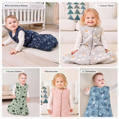 Yoofoss Babyschlafsack Winter Baumwolle 2.5 Tog 67cm 0-6 Monate Meeresblau warm
